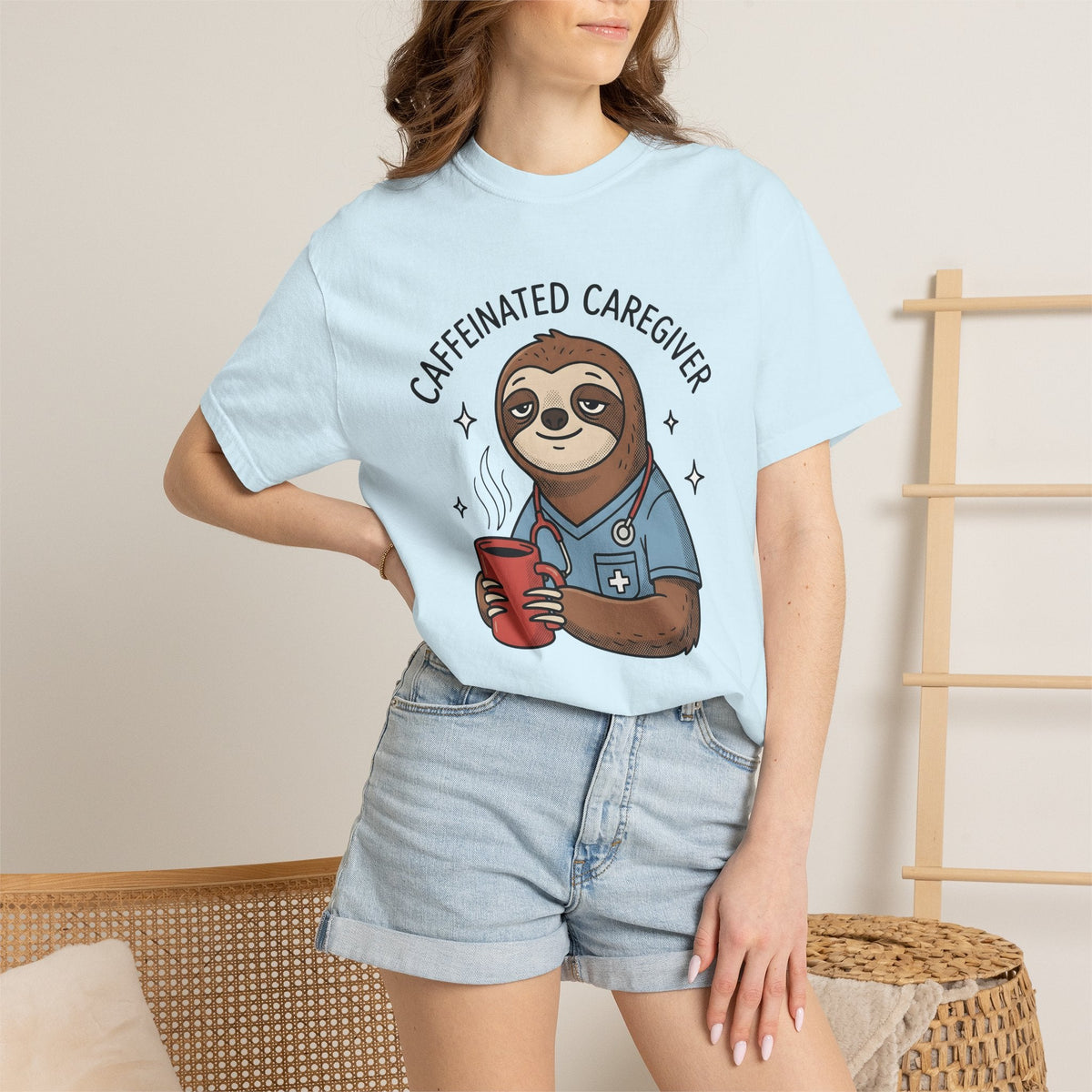 Sloth Nurse Shirt Nurses Latte Unisex Gift Illustration Tee Sloth T-Shirt Nurse