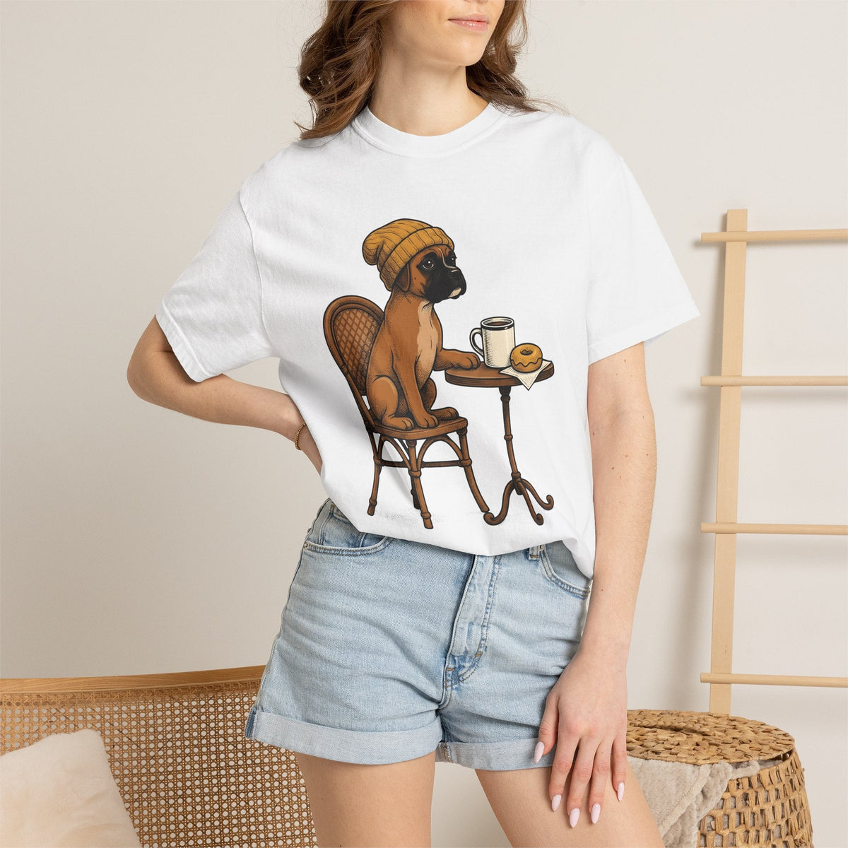 Boxer Dog Shirt Latte Unisex Gift Hand Drawn Tee Bulldog product image 6