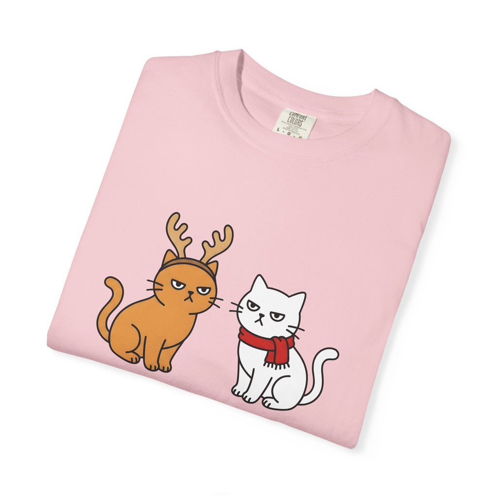 Cat Couple Shirt Christmas Animals Gift Women Comic Tee product image 11