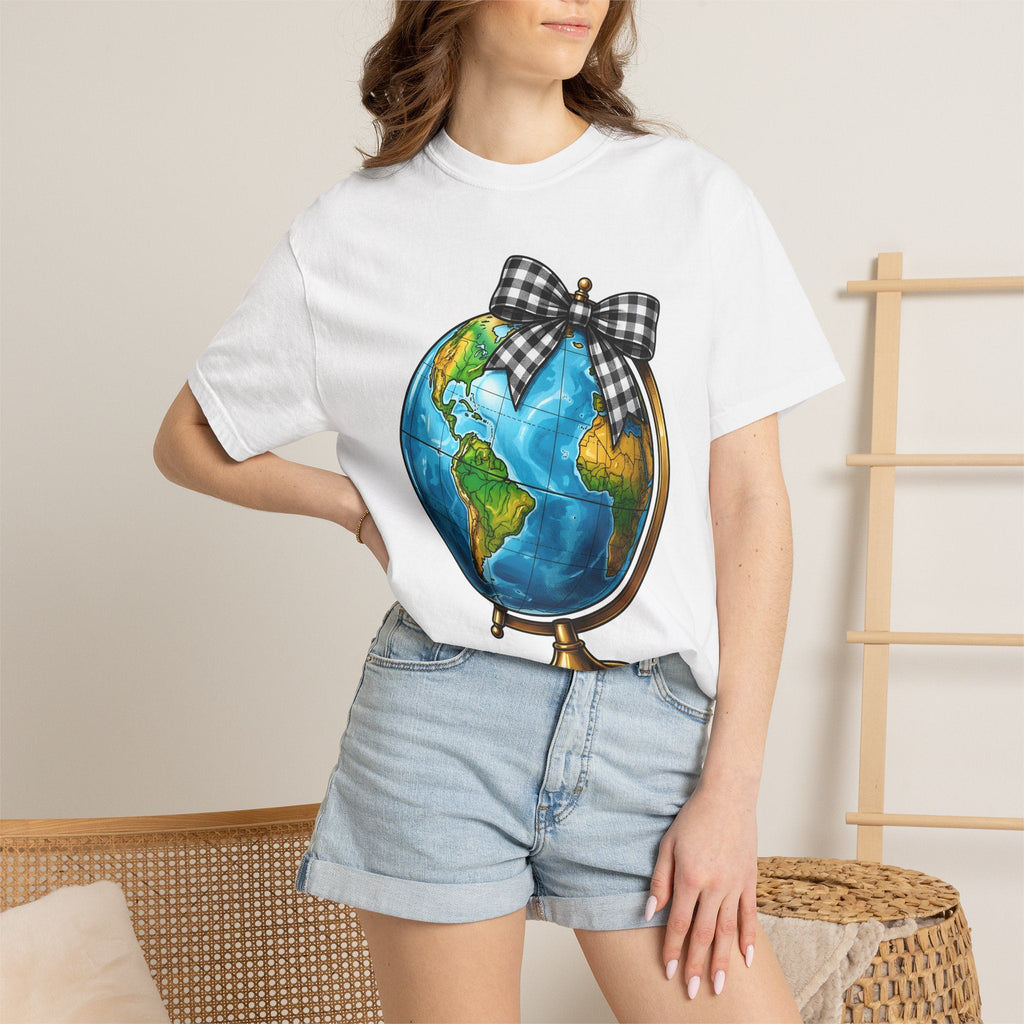 Map Bow Shirt Teachers Expedition Gift Women Bold Tee product image 6