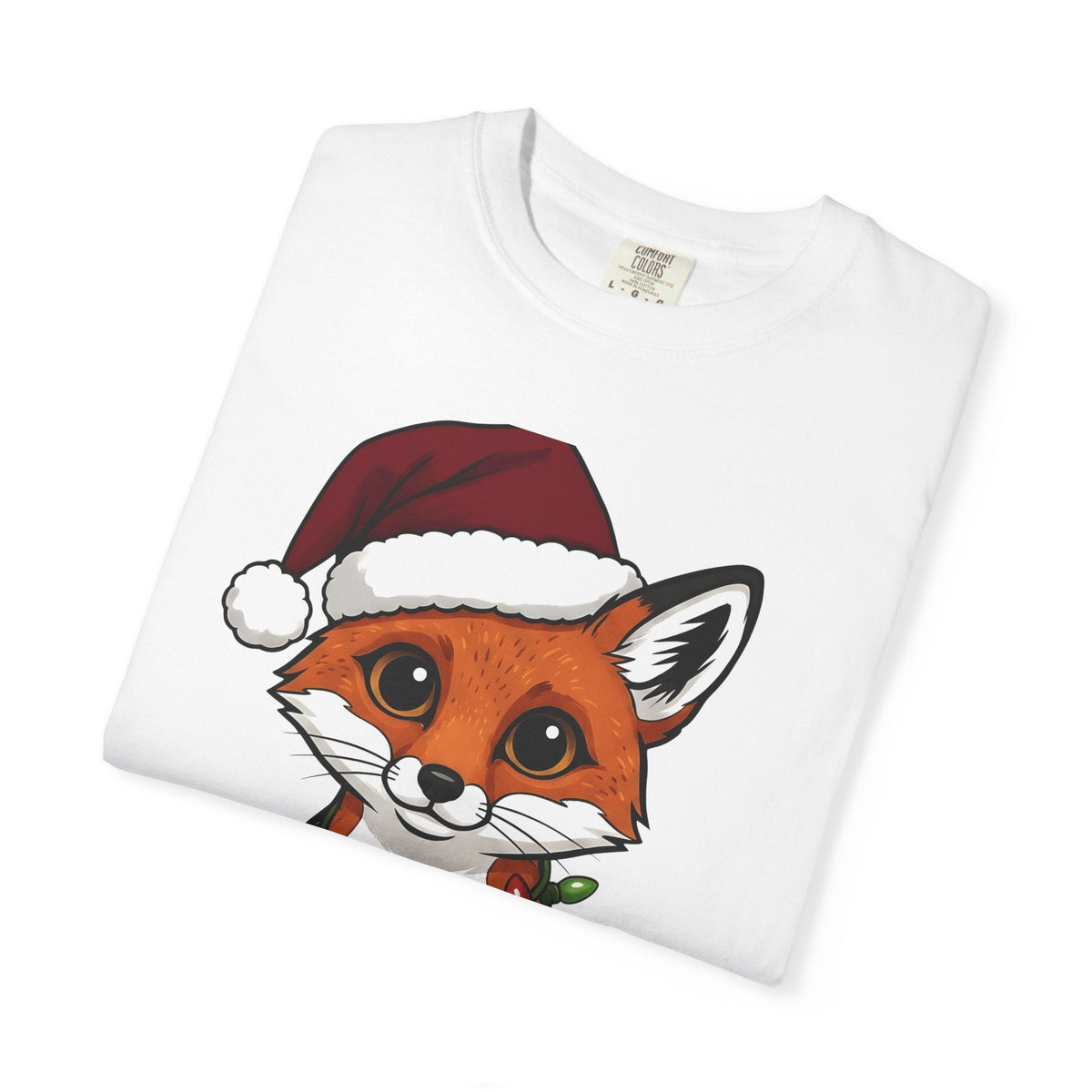 Fox Santa Hat Shirt Christmas Animal Unisex Gift Cartoon Tee Fox T-Shirt Xmas
