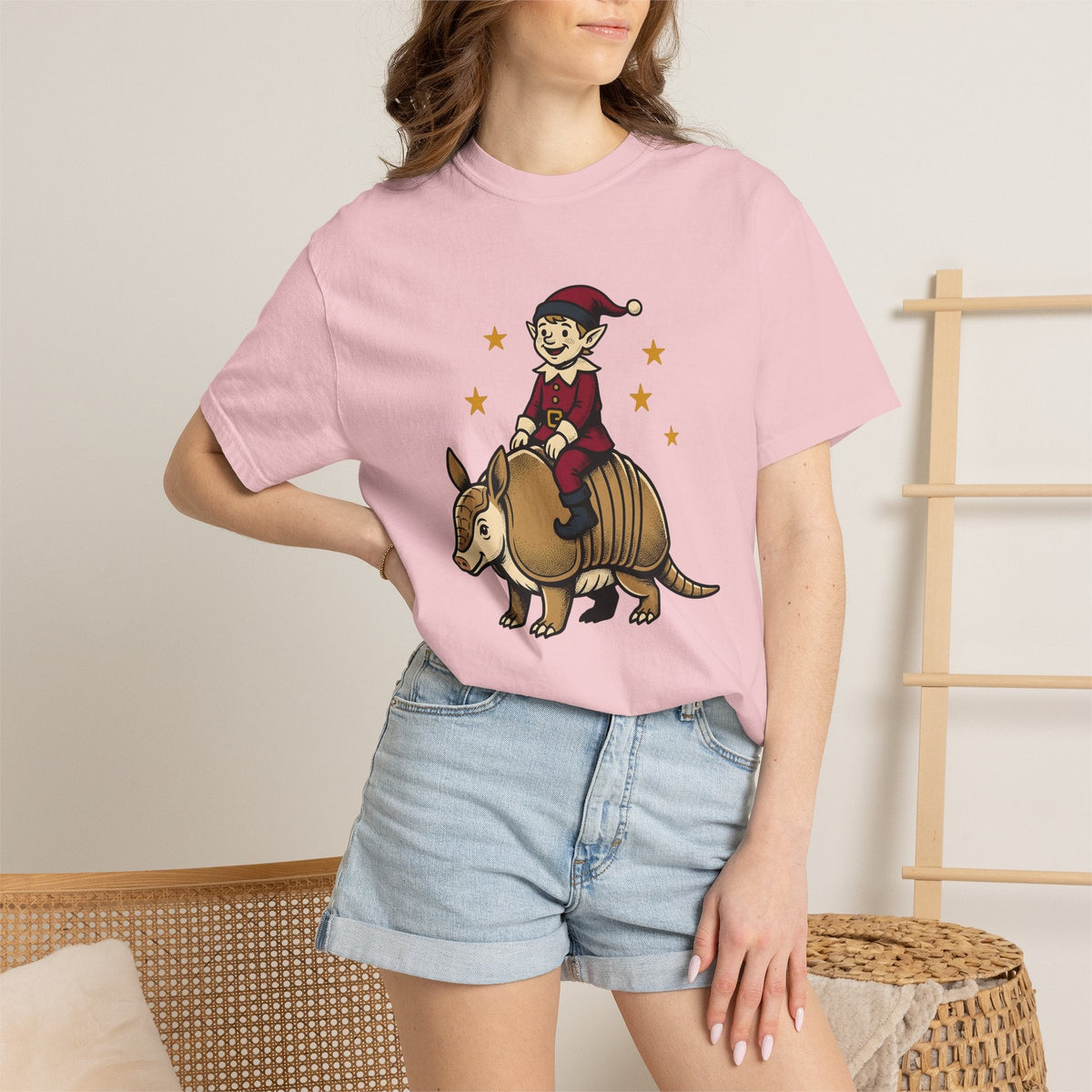 Elf Armadillo Shirt Christmas Fauna Gift Women Caricature product image 12