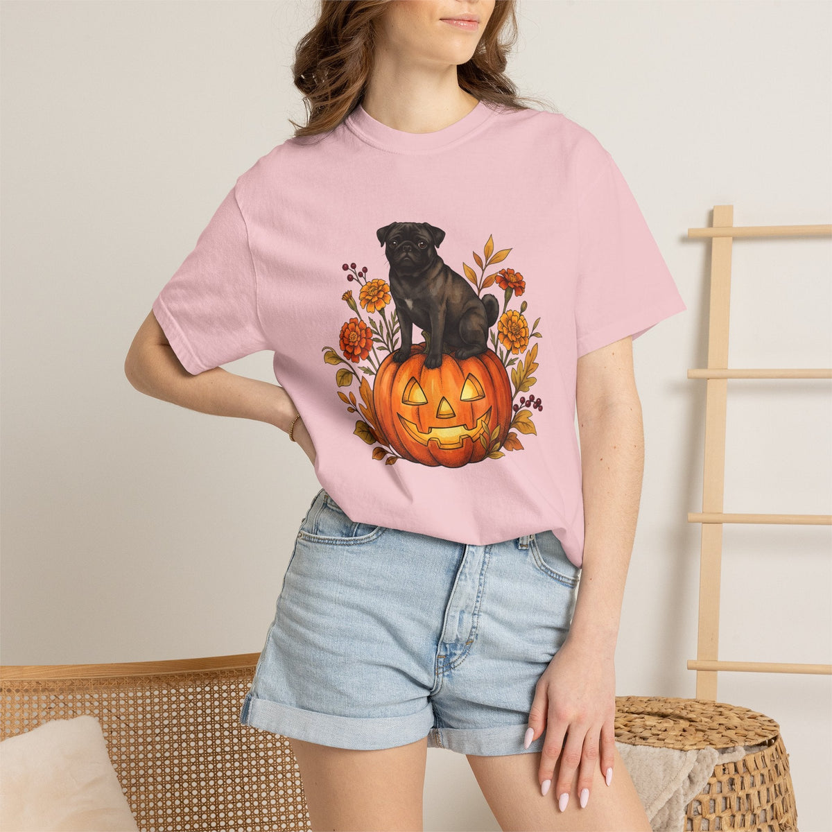 Pug Pumpkin Shirt Halloween Canine Fan Unisex Gift Old product image 13