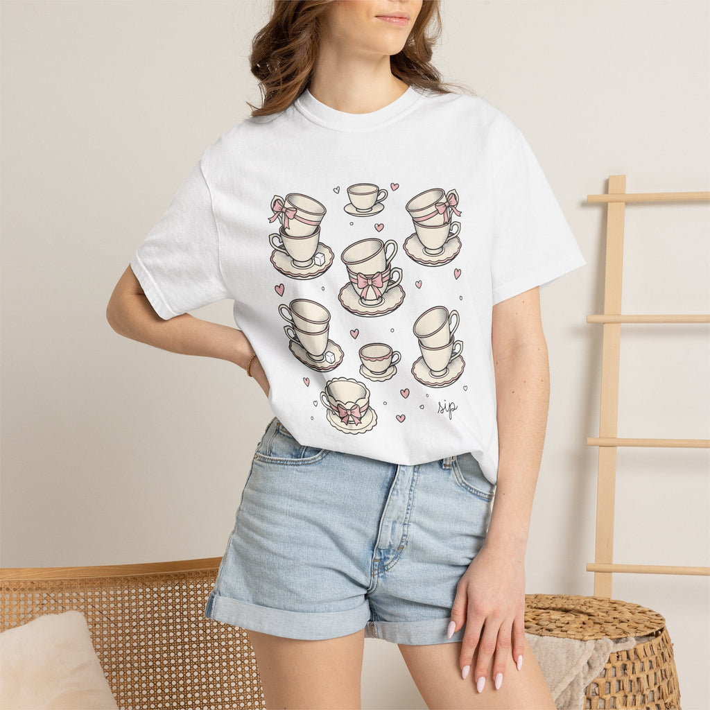 Tea Cups Shirt Coffee Tea Unisex Gift Kawaii Tee Teacup T-Shirt Coffee Fan Tea