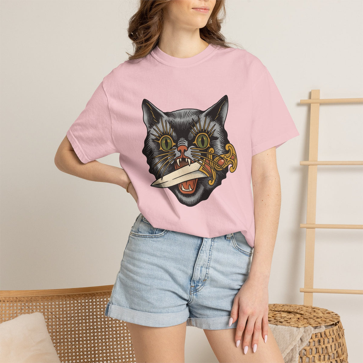 Black Kitty Shirt Cat Horror Unisex Gift Ink Tee T-Shirt product image 12