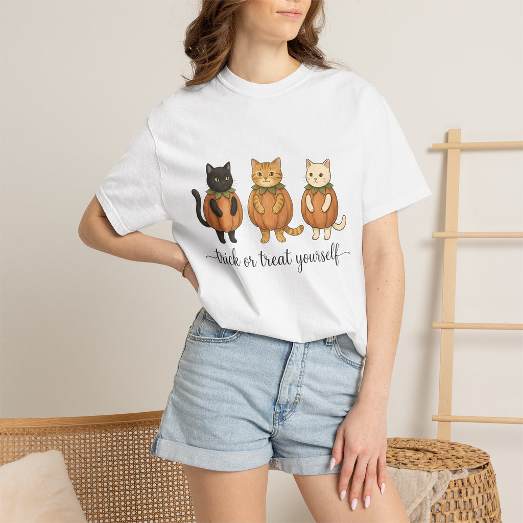 Cat Pumpkin Shirt Halloween Unisex Gift Kawaii Tee Gourd product image 7