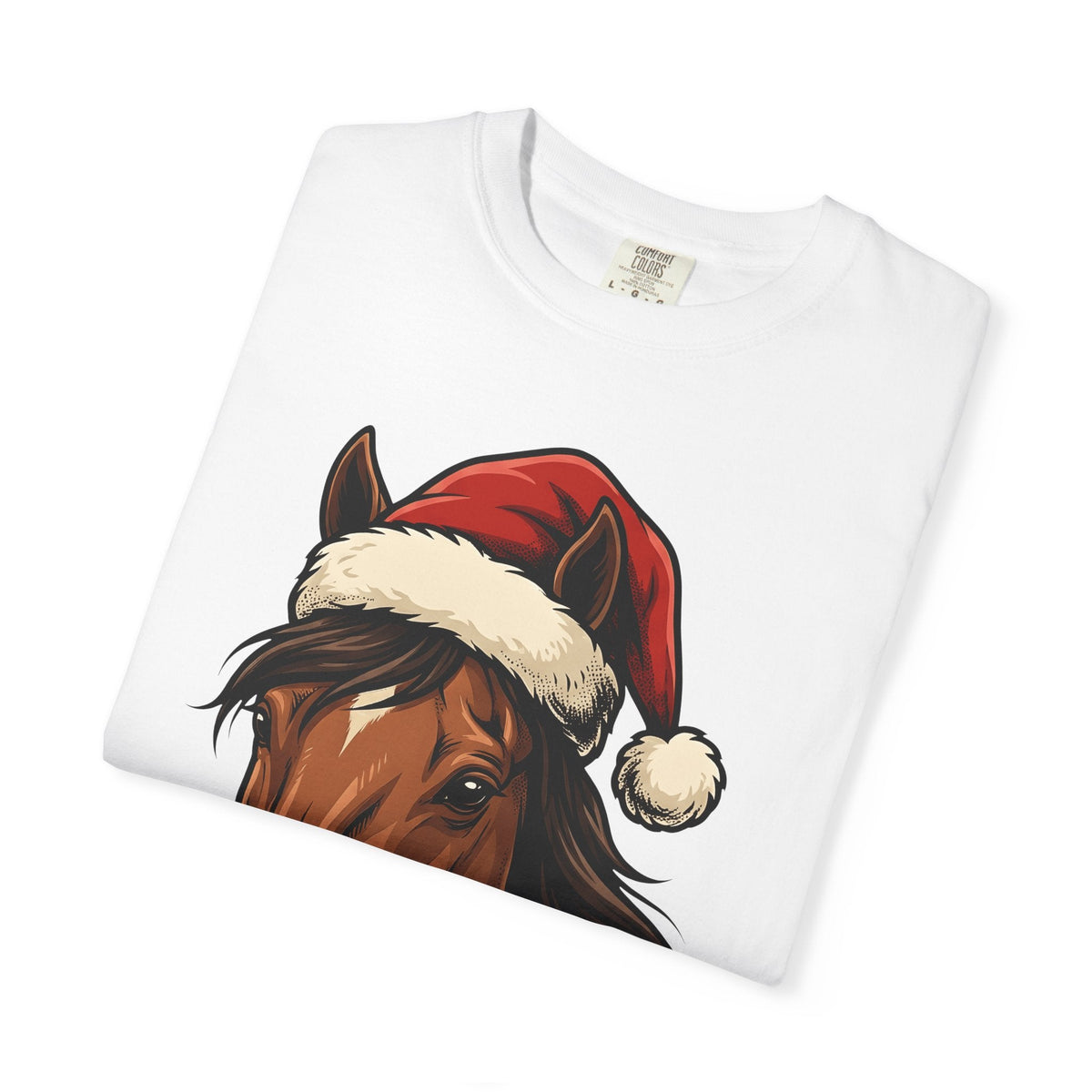 Horse Santa Hat Shirt Christmas Animal Unisex Gift Line Art Tee Equine T-Shirt