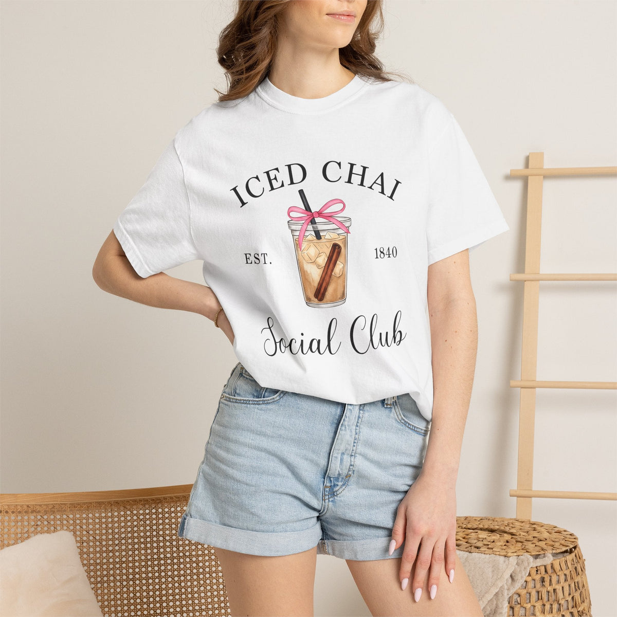 Iced Chai Cup Shirt Coffee Tea Unisex Gift Hand Drawn Tee Chai Mug T-Shirt