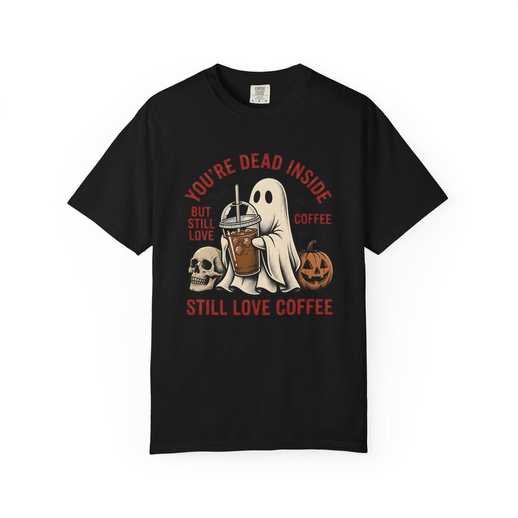 Phantom Coffee Tumbler Shirt Halloween Cafe Unisex Gift Weathered Tee Travel Mug