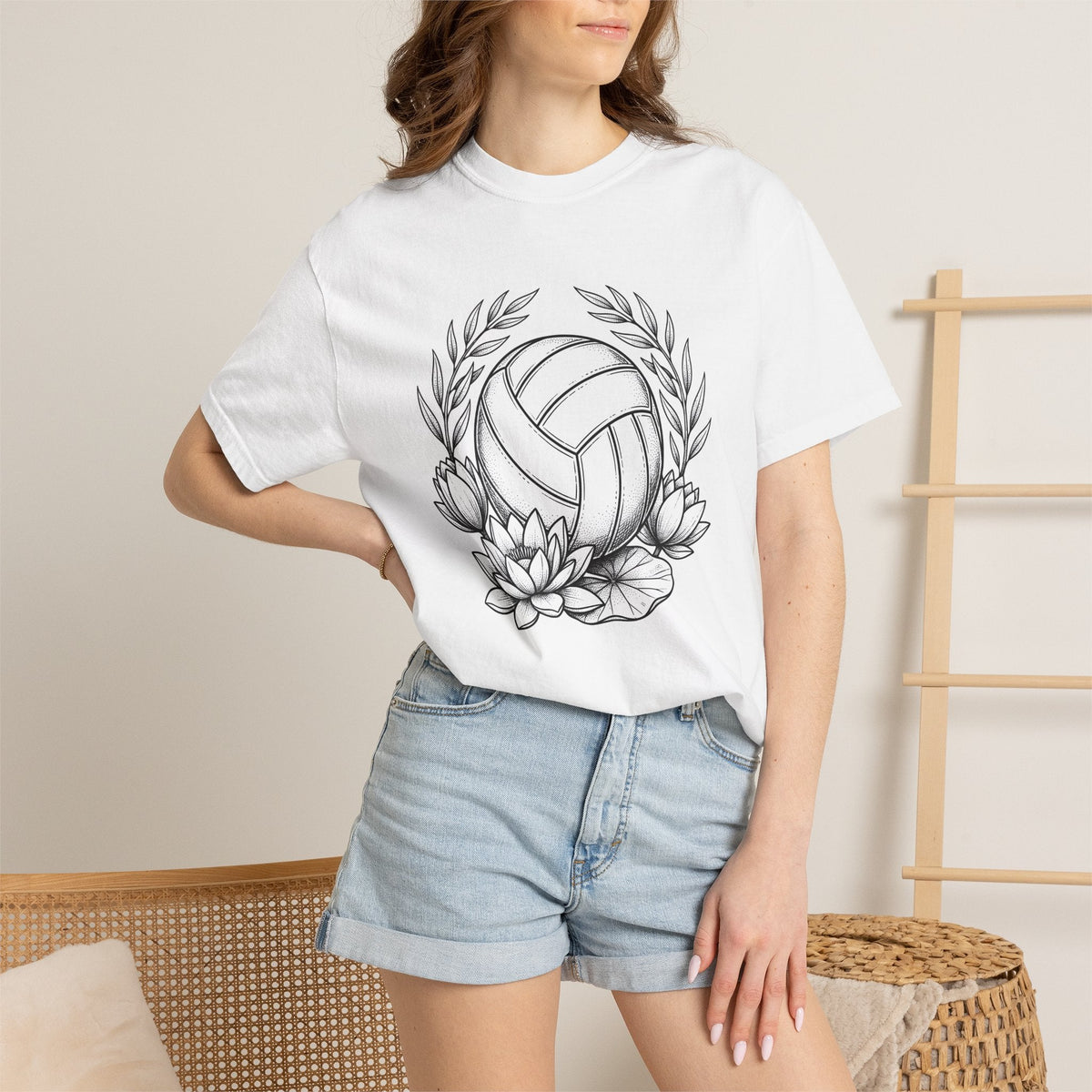 Volleyball Bloom Shirt Petal Gift Women Outline Tee T-Shirt product image 6