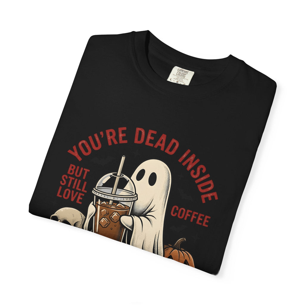 Phantom Coffee Tumbler Shirt Halloween Cafe Unisex Gift Weathered Tee Travel Mug
