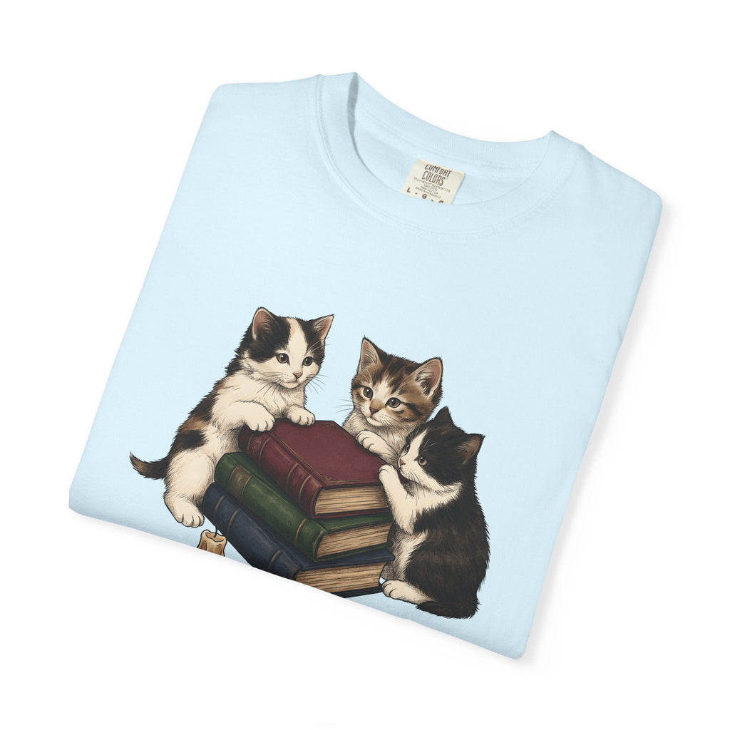 Kitten Stack Shirt Cat Bookworm Unisex Gift Hand Drawn Tee product image 8