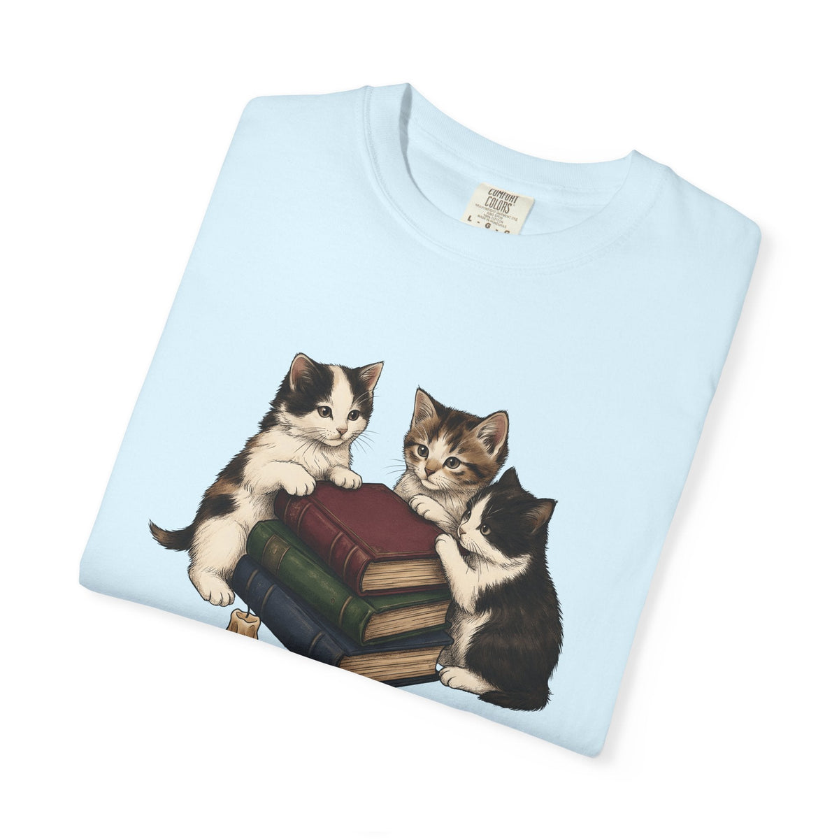 Kitten Stack Shirt Cat Bookworm Unisex Gift Hand Drawn Tee product image 8