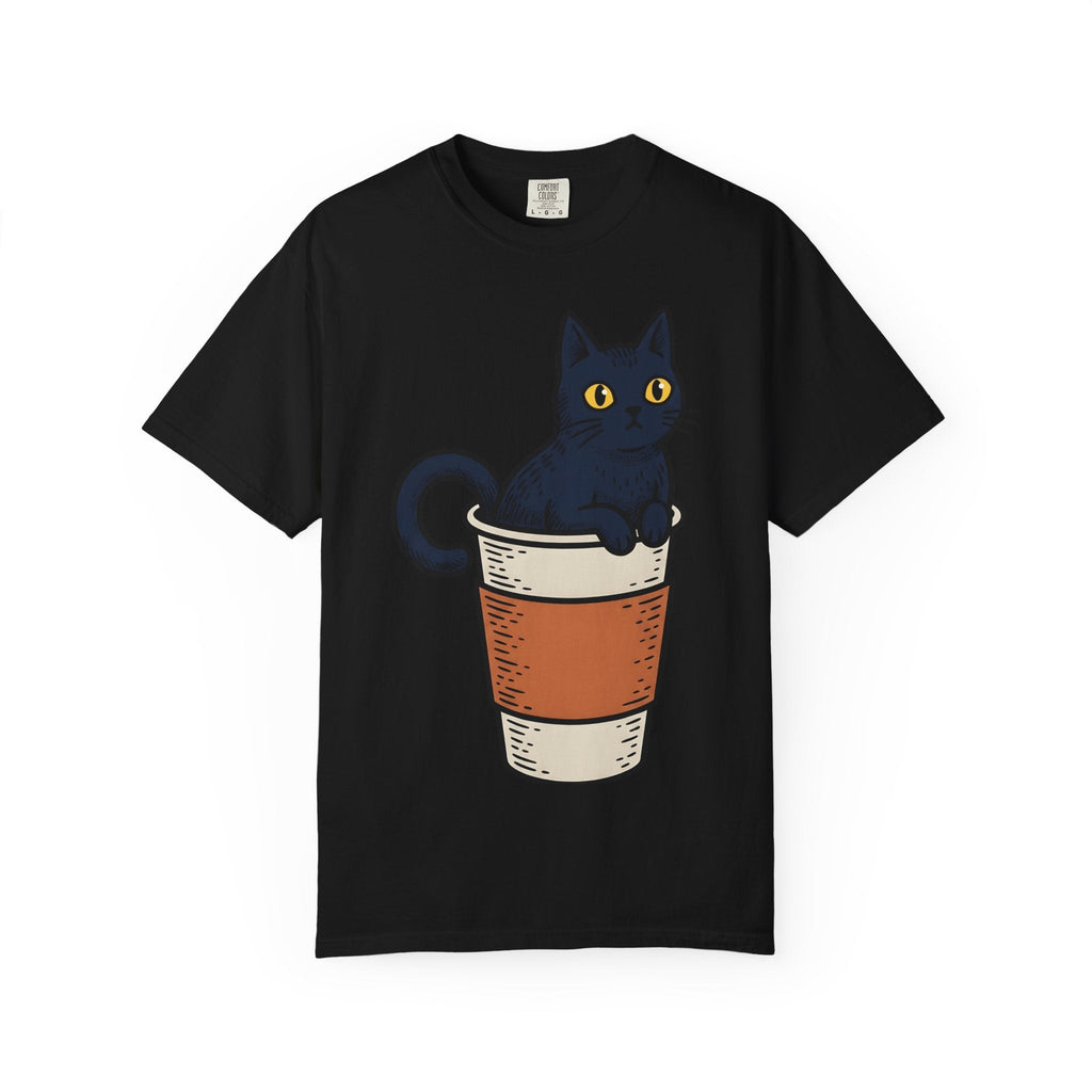 Black Cat Coffee Mug Shirt Halloween Espresso Unisex Gift Comic Tee Cat Mug