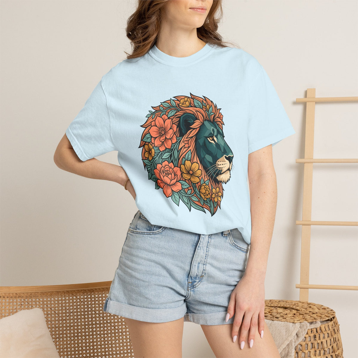 Lion Flower Shirt Animals & Flowers Nature Unisex Gift product image 9