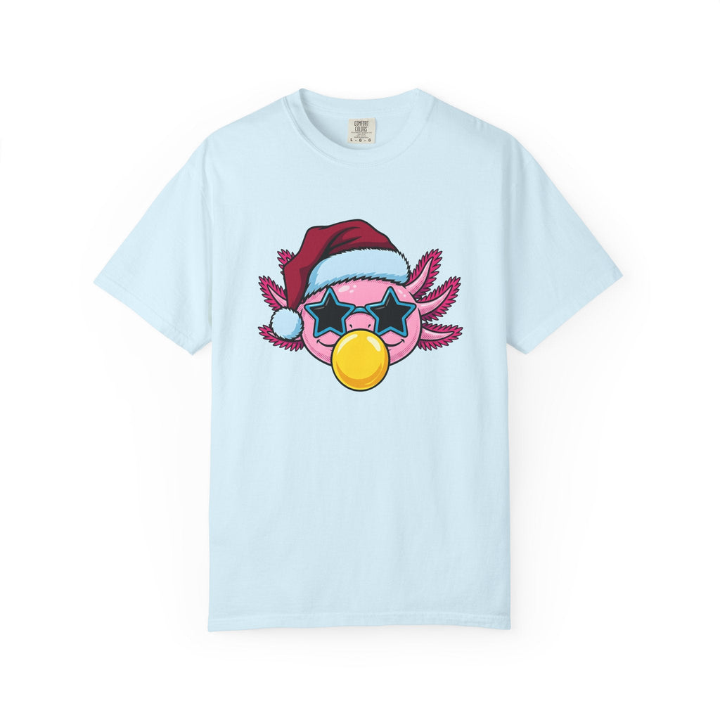 Axolotl Santa Hat Shirt Christmas Animal Unisex Gift Cartoon Tee Mexican