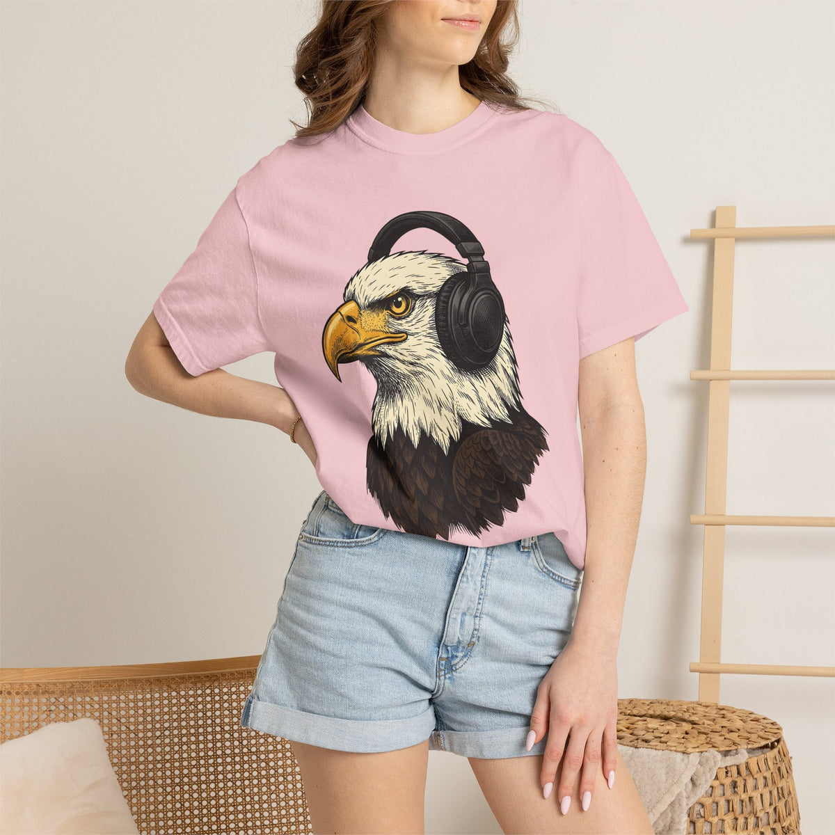 Eagle Headphones Shirt Animals Music Unisex Gift Hand Drawn product image 12