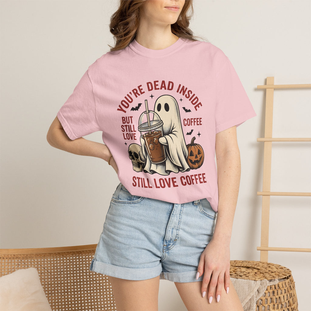 Phantom Coffee Tumbler Shirt Halloween Cafe Unisex Gift Weathered Tee Travel Mug