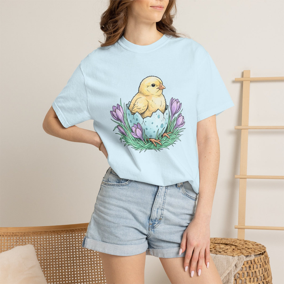 Chick Bird Shirt Easter Creature Gift Women Line Art Tee product image 9
