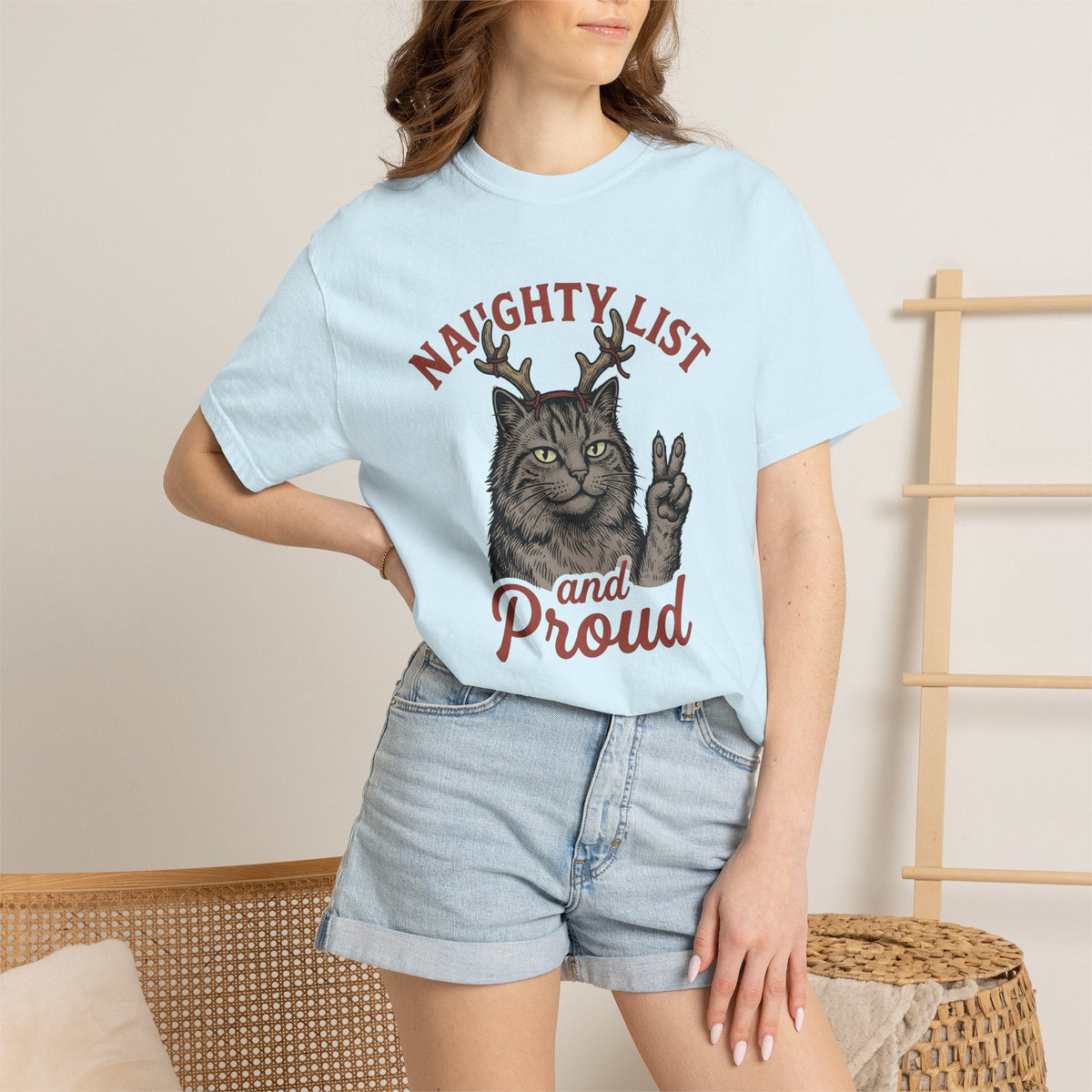 Cat Antlers Shirt Funny Holiday Gift Women Sketch Tee product image 9