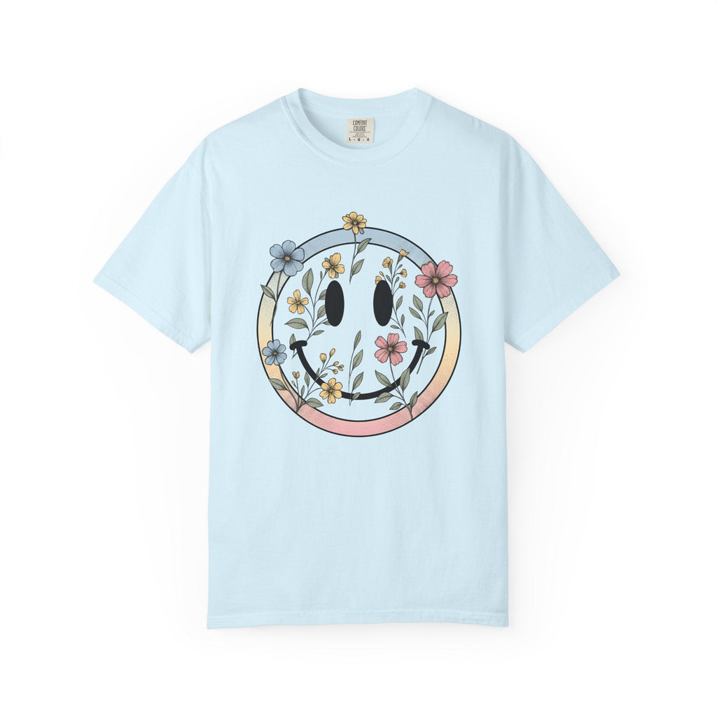 Smile Face Blossoms Shirt Boho Chic Flower Unisex Gift Hand product image 2