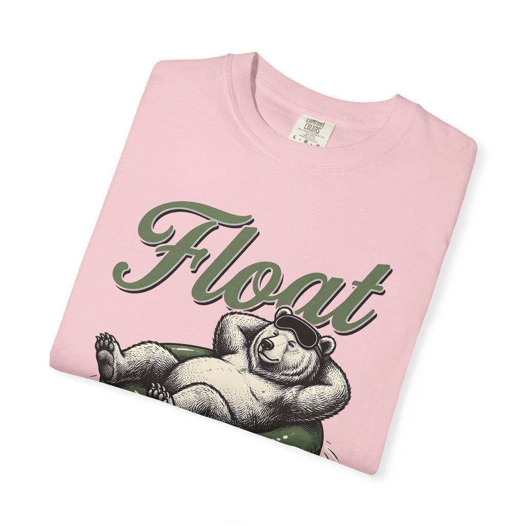Bear Swim Ring Shirt Funny Pets Unisex Gift Line Art Tee Inflatable Ring T-Shirt
