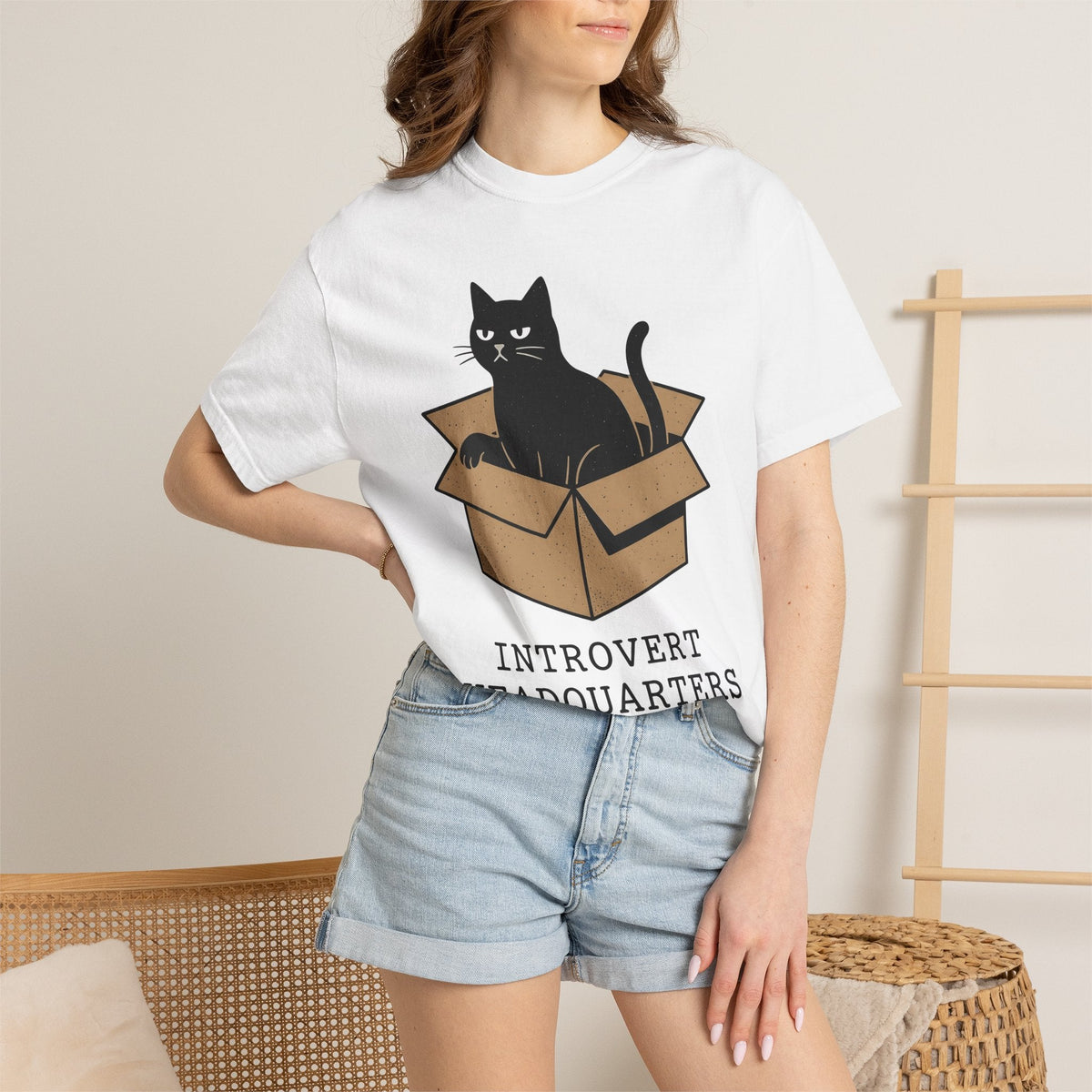 Black Cat Crate Shirt Shy Unisex Gift Simple Tee Carrier product image 6
