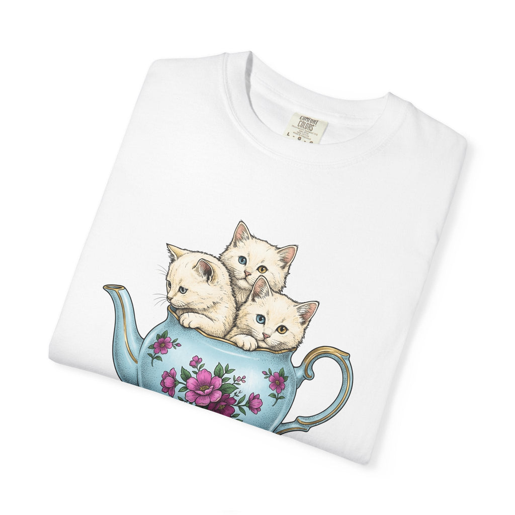 Cat Cup Shirt Cat Beverage Unisex Gift Retro Tee Mug T-Shirt Cat Fan Coffee