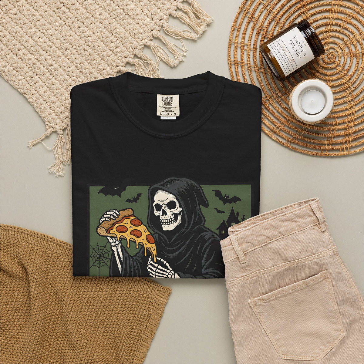 Death Skeleton Pizza Shirt Halloween Macabre Unisex Gift product image 16
