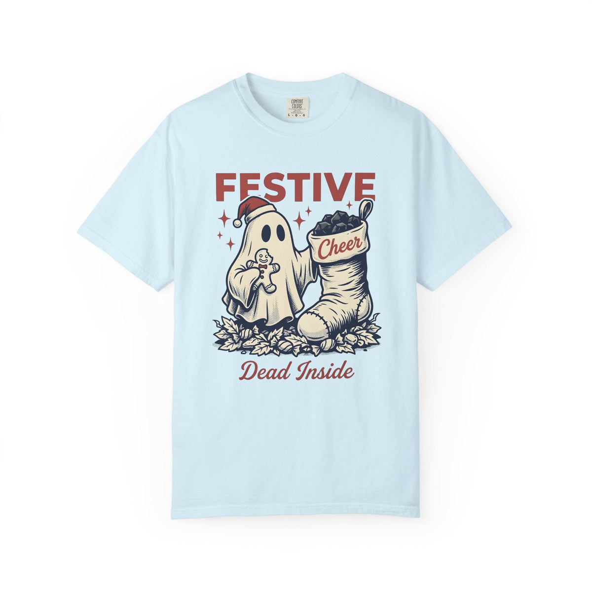 Ghost Santa Hat Shirt Christmas Humor Unisex Gift Vintage Tee Santa Hat T-Shirt