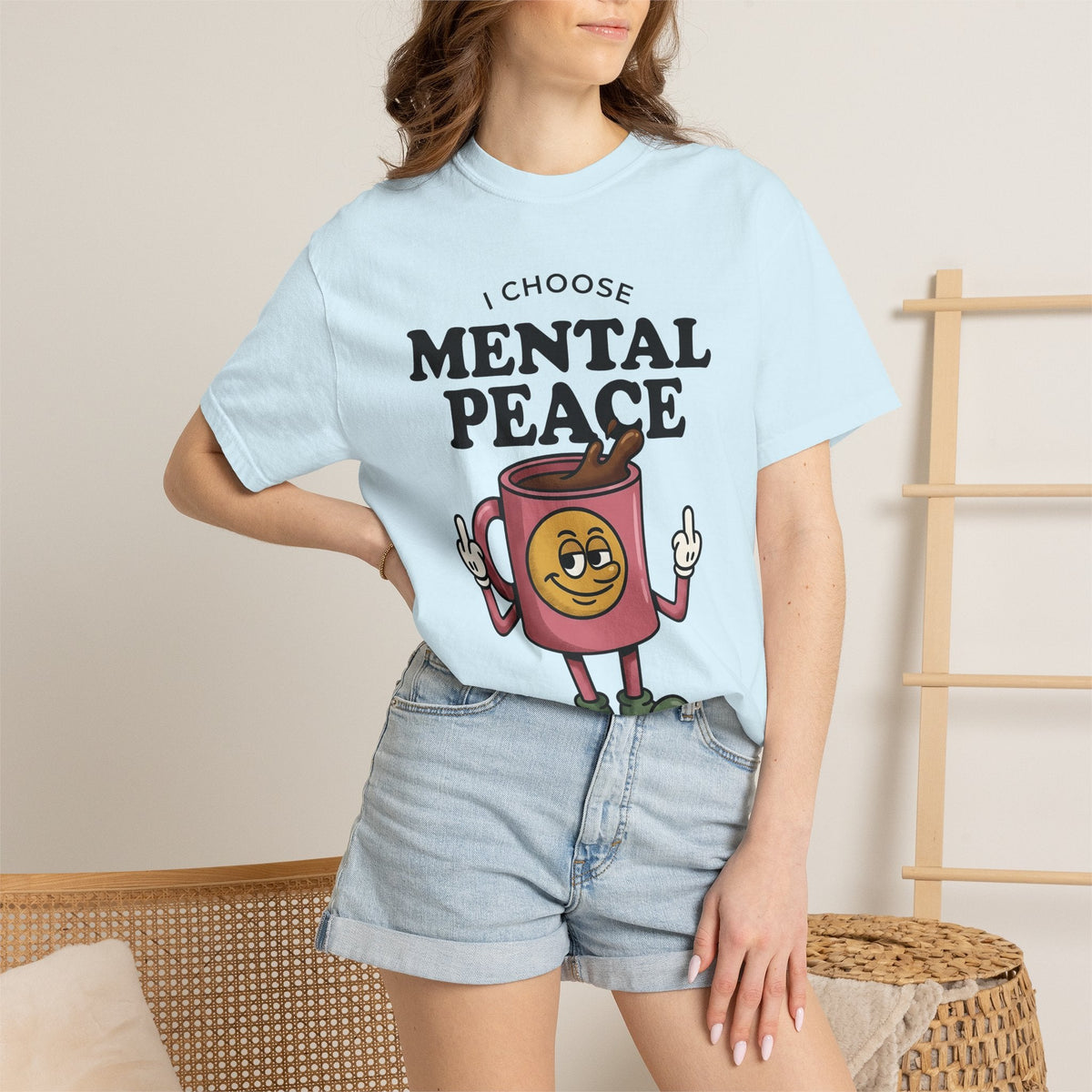 Hot Coffee Character Shirt Coffee Gag Unisex Gift Line Art Tee Coffee T-Shirt