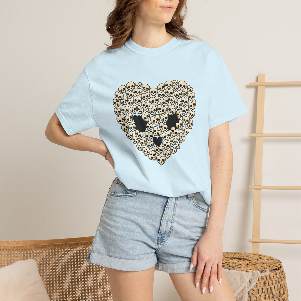 Skull Heart Shirt Valentines Day Emo Unisex Gift Comic Tee product image 10