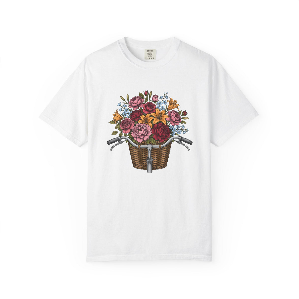 Cycle Basket Flowers Shirt Easter Petals Unisex Gift Floral product image 1