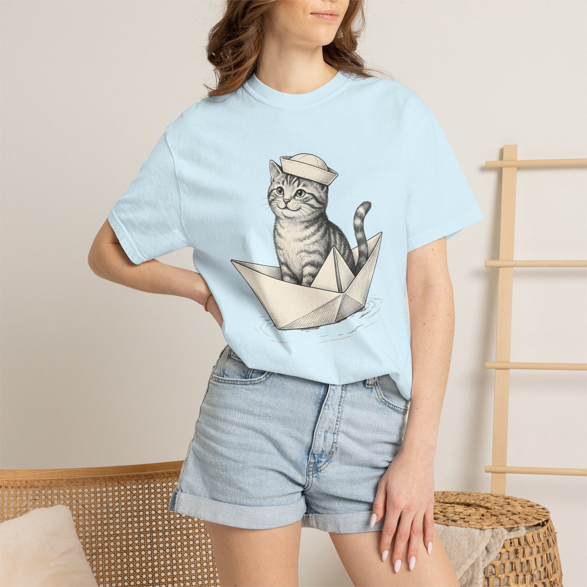 Kitten Boat Shirt Cat Animals Unisex Gift Hand Drawn Tee product image 9