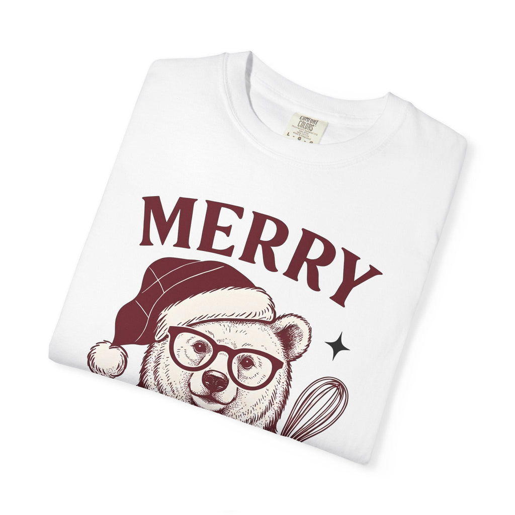 Bear Festive Hat Shirt Christmas Dessert Unisex Gift Doodle Tee Teddy T-Shirt