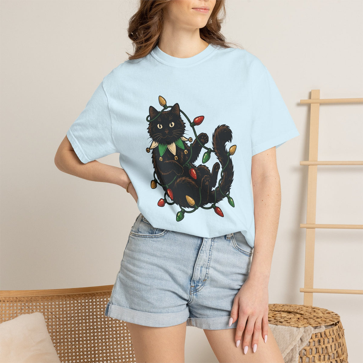 Black Cat Shirt Christmas Pet Unisex Gift Vintage Tee product image 9