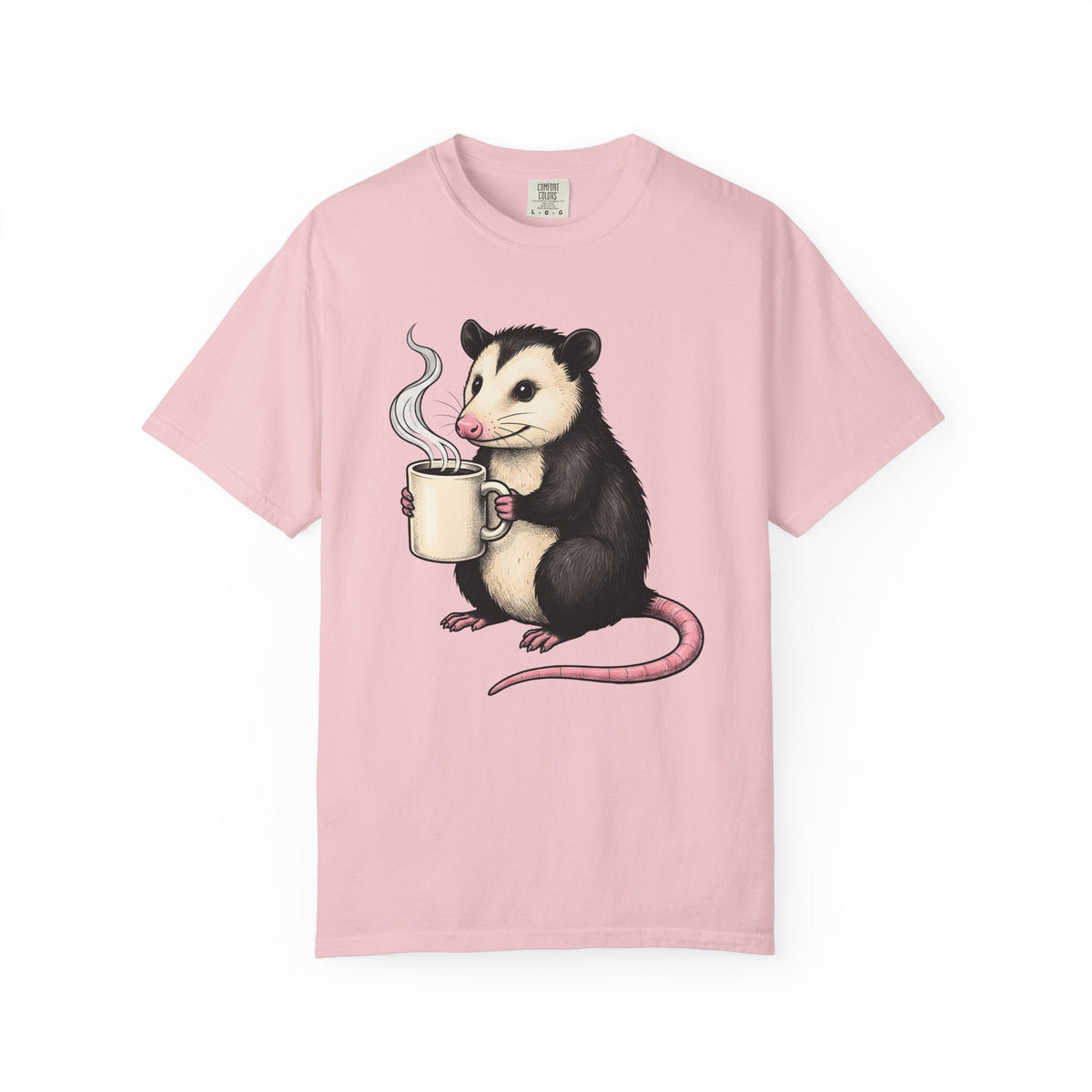 Possum Coffee Cup Shirt Animals Coffee Gift Women Cute Tee Opossum T-Shirt Wildlife Fan Cute Tshirt Coffee Design Hand Drawn Mug Tshirt