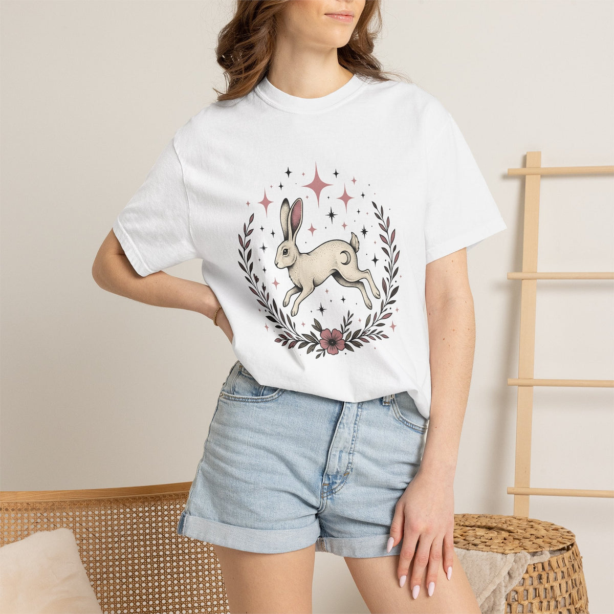 Hare Drawing Shirt Cute Pets Unisex Gift Folk Art Tee product image 6