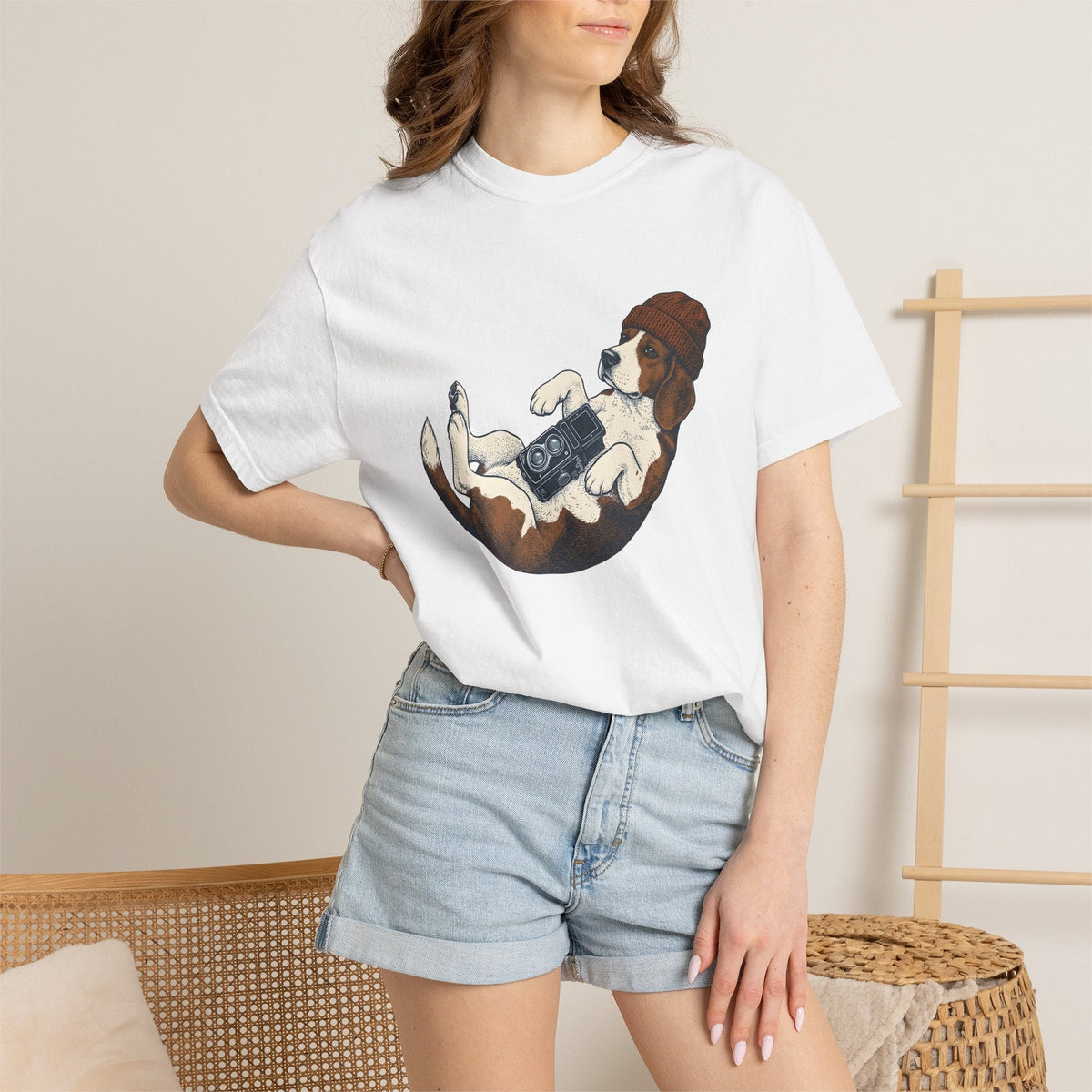 Beagle Puppy Shirt Dog Camera Gear Gift Women Sketch Tee product image 6