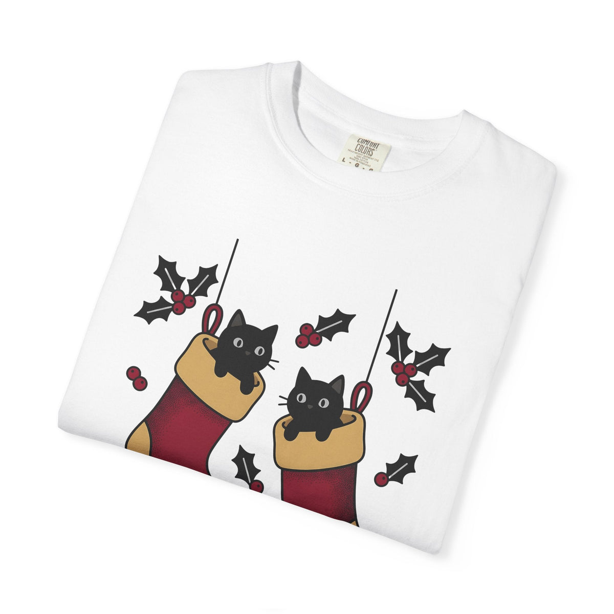 Black Cat Stocking Shirt Holiday Unisex Gift Kawaii Tee product image 5