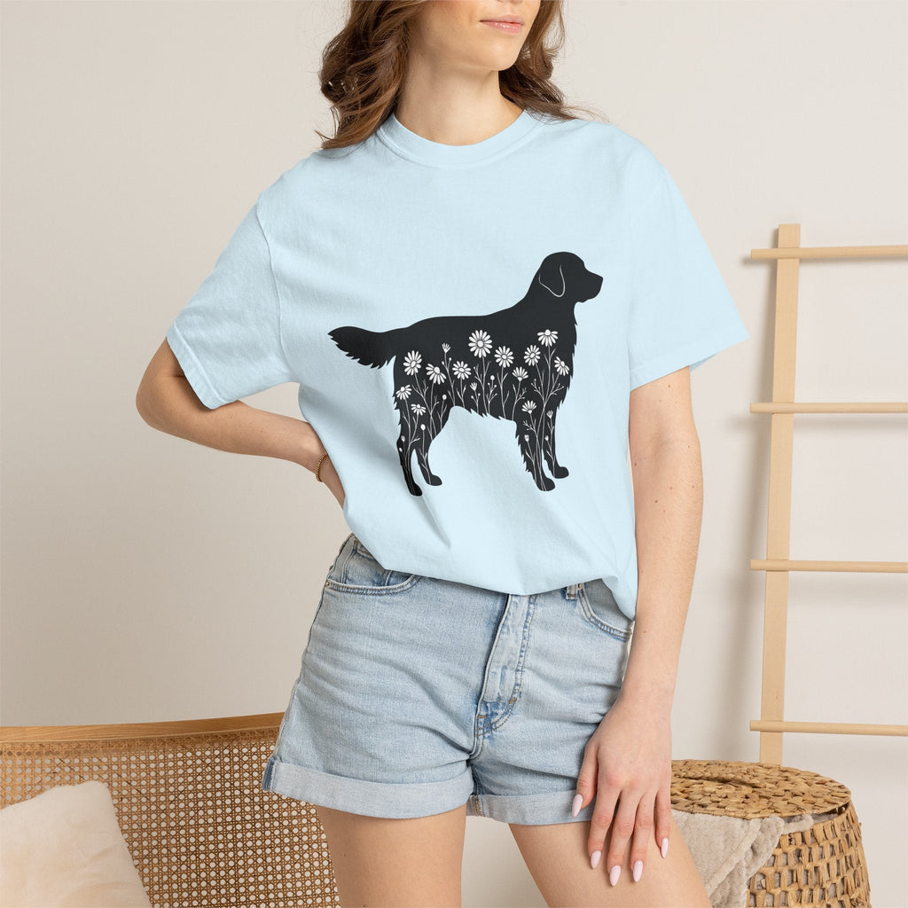 Dog Outline Shirt Flower Unisex Gift Floral Tee Puppy product image 9