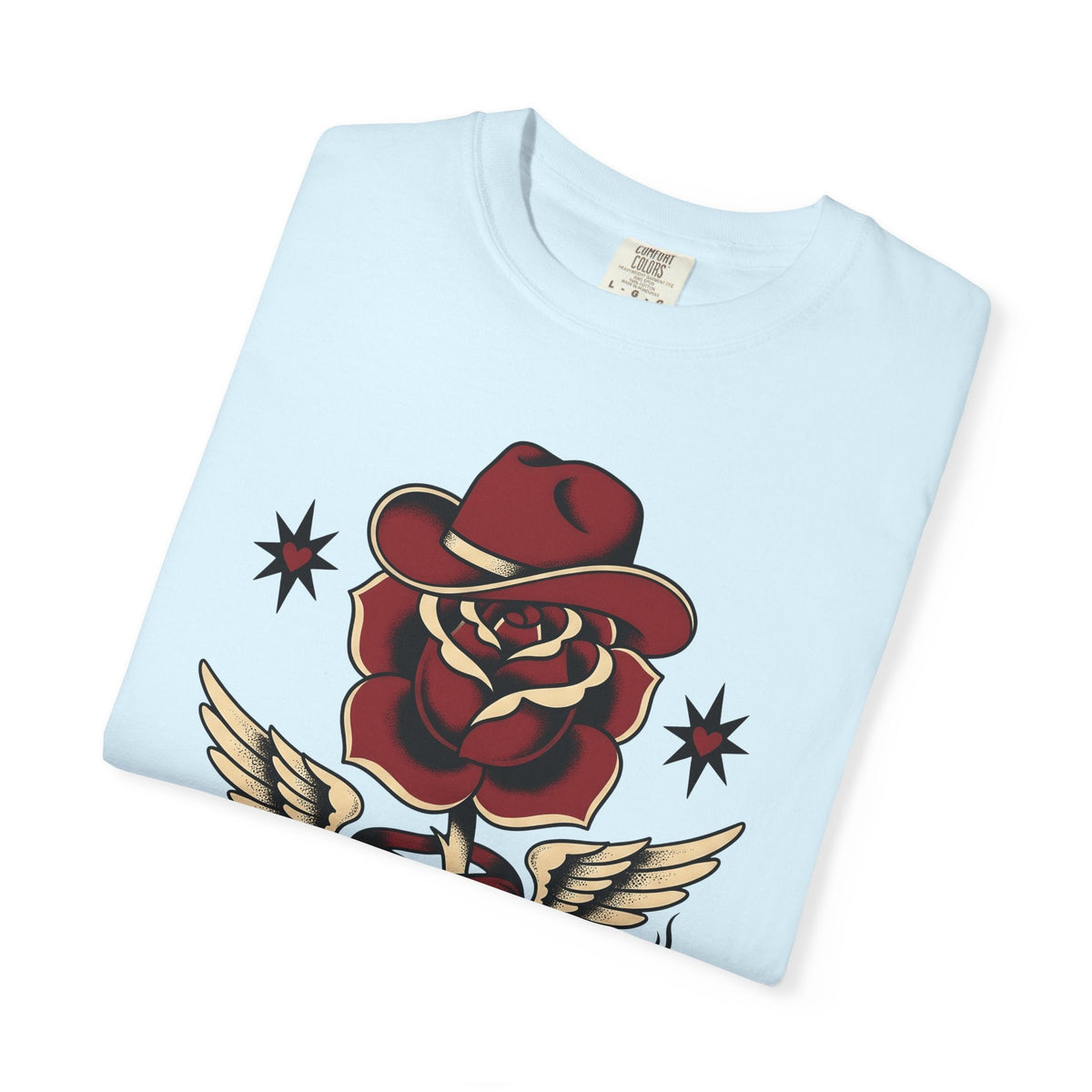 Rose Cowboy Hat Shirt Western Floral Unisex Gift Tattoo Tee Cowboy Hat T-Shirt