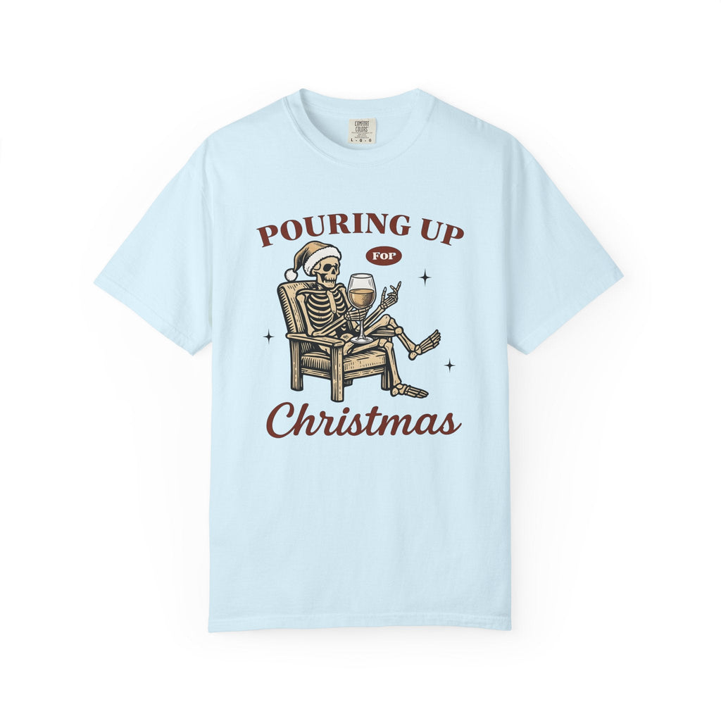 Skeleton Santa Hat Shirt Christmas Alcohol Unisex Gift Vintage Tee Santa Hat