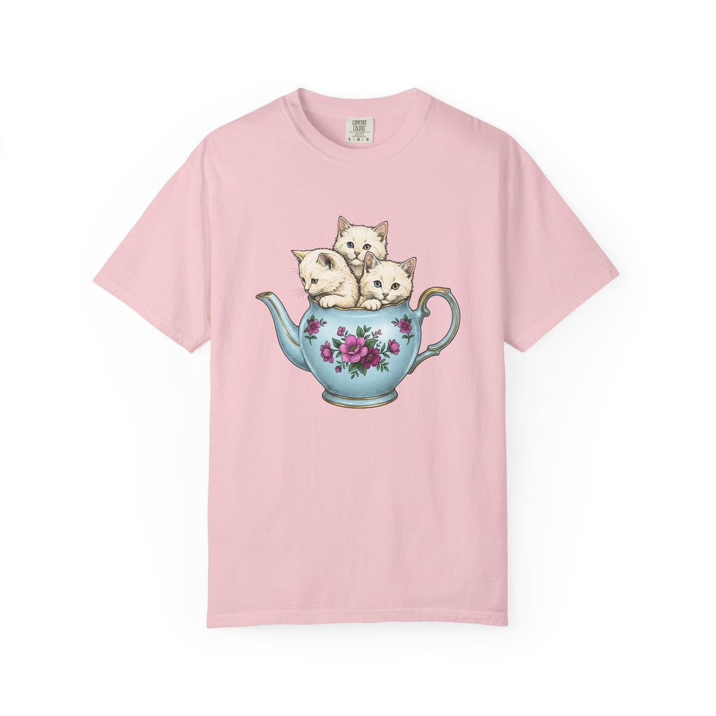 Cat Cup Shirt Cat Beverage Unisex Gift Retro Tee Mug T-Shirt Cat Fan Coffee