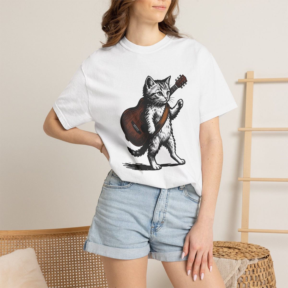 Feline Guitar Shirt Cat Sound Unisex Gift Classic Tee product image 6