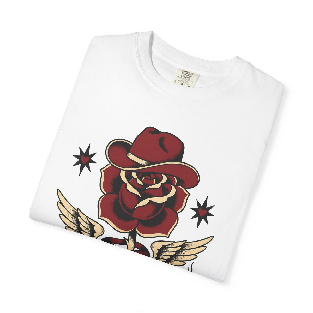 Rose Cowboy Hat Shirt Western Floral Unisex Gift Tattoo Tee Cowboy Hat T-Shirt