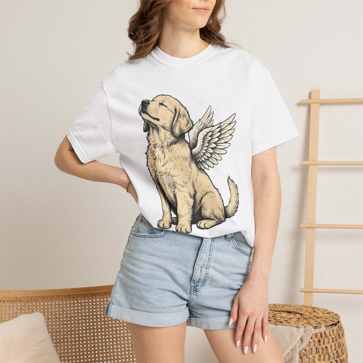 Angel Dog Shirt Unisex Gift Hand Drawn Tee Puppy T-Shirt Fan product image 6