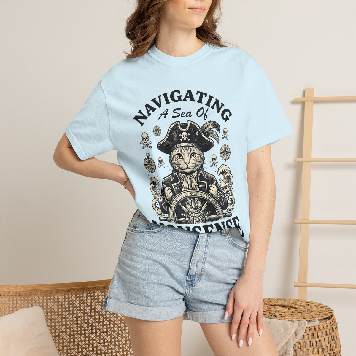 Buccaneer Cat Shirt Comedy Unisex Gift Retro Tee Pirate product image 9