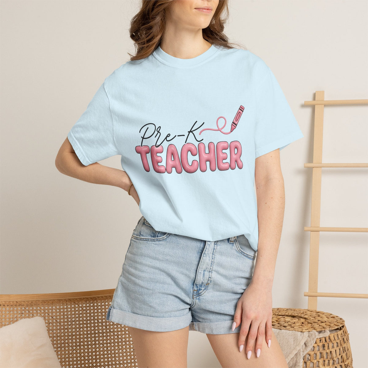 Crayon Illustration Shirt Teacher Education Gift Women Hand product image 9