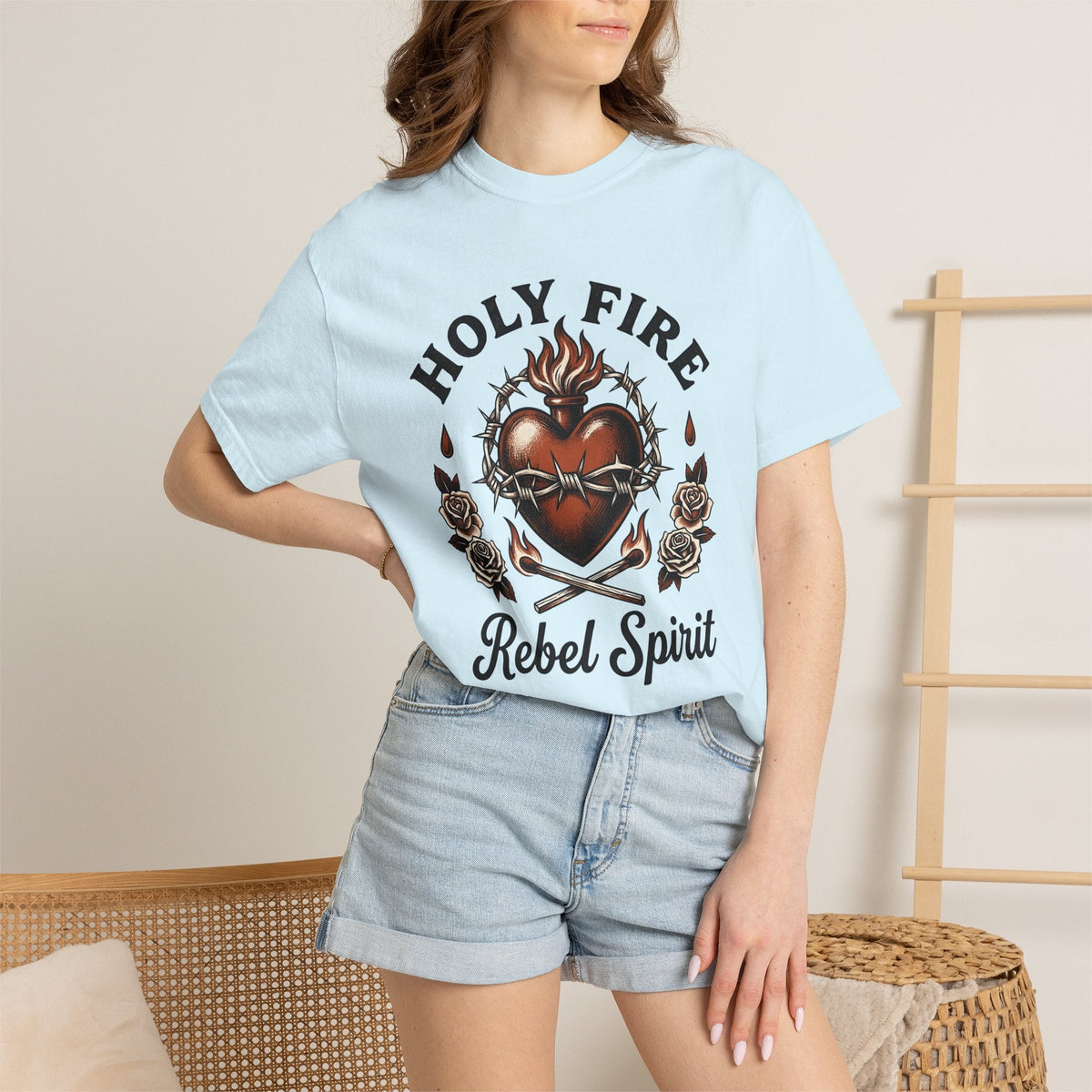 Flaming Divine Heart Shirt Tattoo Witchcraft Unisex Gift product image 9